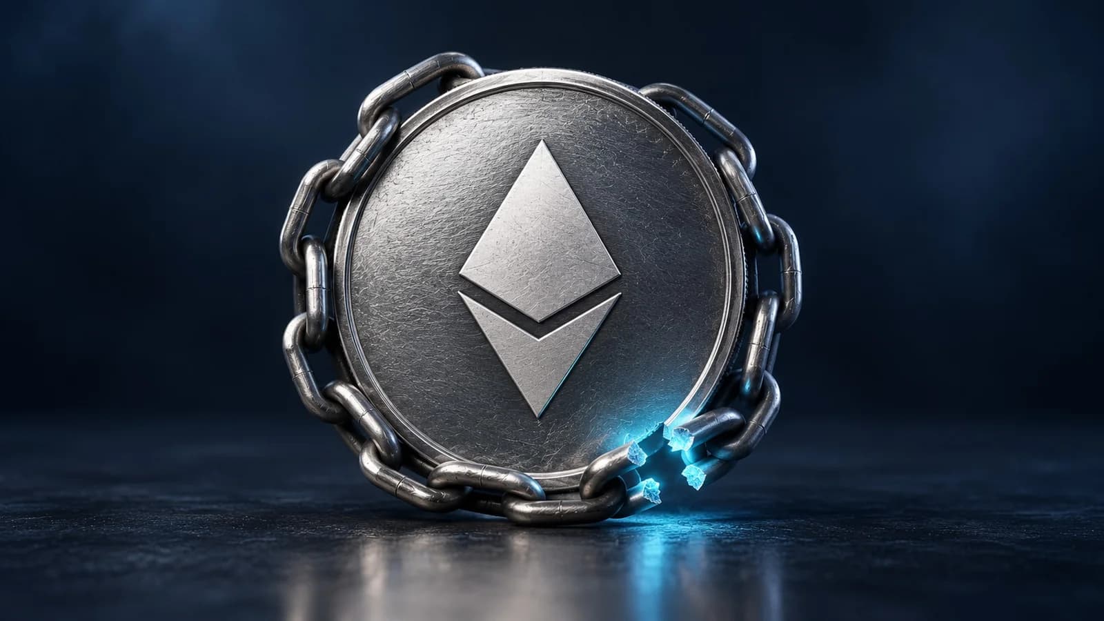 Illustration: eine silberne Münze mit dem Zeichen von Ethereum