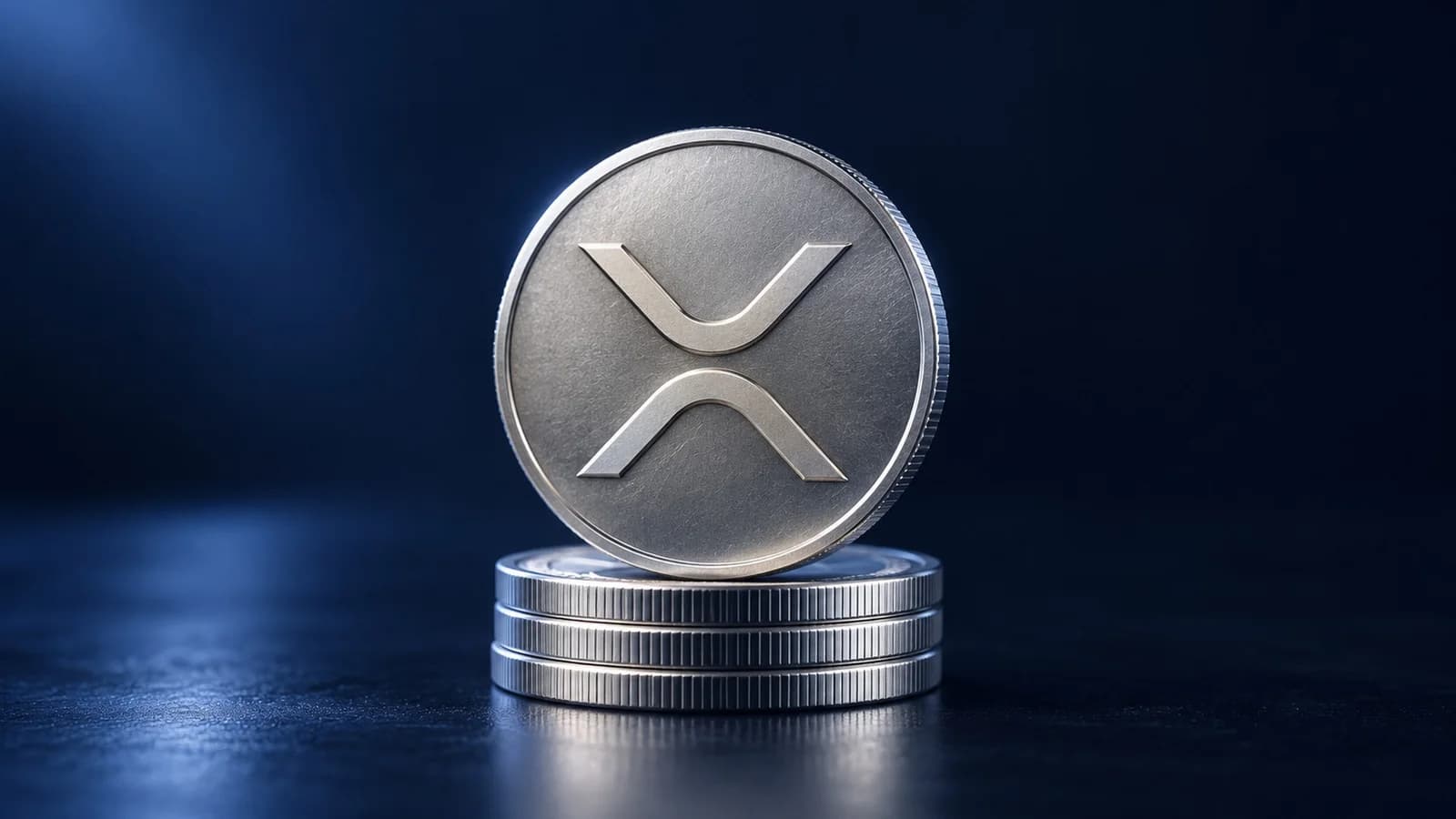 Illustration: eine silberne Münze mit dem Zeichen von XRP